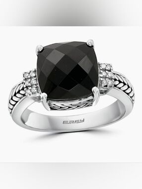925 Sterling Silver Onyx and Diamond Accented Ring, 4.96 TCWWEB ID: 8227 💍✨